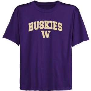  Washington Huskies Youth Purple Logo Arch T shirt: Sports 