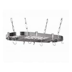    Brushed Stainless Steel Oval Kitchen Pot Rack 