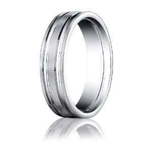10K White Gold, 6mm Comfort Fit Satin Parallel Groove Carved Band (sz 