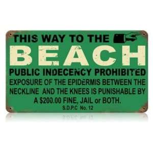 Beach Indecency Humor Vintage Metal Sign   Victory Vintage 
