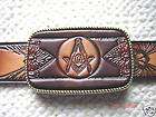 MASONIC (brown) Leather Belt & Matching Leather Masonic