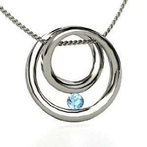  Inner Circle Pendant, Round Blue Topaz Sterling Silver 