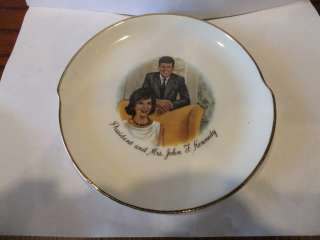   Vintage Mid Century John F Kennedy Jacqueline Onassis Plate Gold Rim