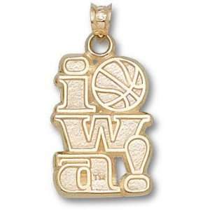  Iowa Hawkeyes Solid 10K Gold IOWA Basketball Pendant 