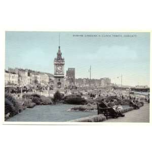  Vintage Postcard Marine Gardens and Clock Tower Margate England UK