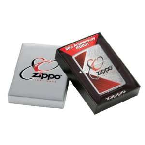  Zippo 80th Anniversary Herringbone Sweep Brushed Chrome 