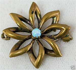 VICTORIAN ANTIQUE GOLD FILLED OPAL LOVE KNOT PIN  