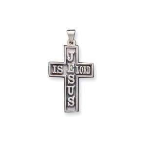   Sterling Silver Antiqued Jesus Is Lord Cross Pendant QC4280 Jewelry