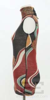 Jean Paul Gaultier Red & Black Wool Knit Sleeveless Turtleneck Top 