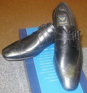 Lorenzi Mens 6413 Black Leather Shoes 42 / US 9   9.5  