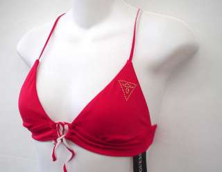 GUESS Red Cross back Bikini Top Swimsuit XS Cup A  