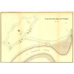  Civil War Map Caustens Bluff fort. Defenses of Savannah 