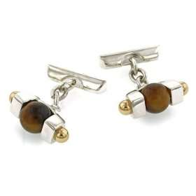    18kt, sterling and tigers eye cufflinks. Made in England: Jewelry