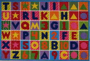 Numbers Letters Shapes Colors Kid Fun Nylon Area Rug  