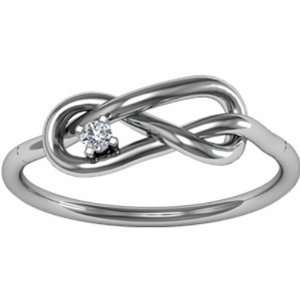  Platinum Diamond Love Knot Ring   0.03 Ct.: Jewelry