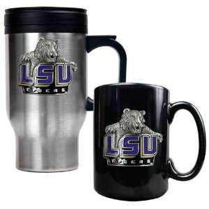Louisiana State Fightin Tigers NCAA Stainless Travel Mug And Ceramic 