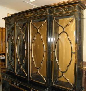 Spectacular Karges Furniture Black Lacquer Chinoiserie Breakfront 