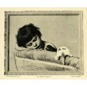  1898 Print Les Petits Chats Little Child Girl Talking Critters 