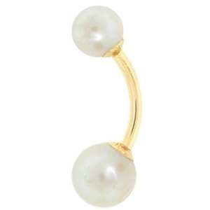  14 Gauge 7/16   4mm & 6mm Pearls 14kt Yellow Gold Belly 
