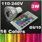 16 Color Changing GU10 3W RGB LED Light Bulb Lamp AC 11