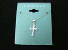 NWTs Sterling Silver 925 Small Cross Pendant Necklace 18 Chain 8mm x 