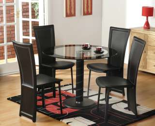   Vinyl With Glass Top Dining Room Kitchen Table & 4 Chairs ~New~  