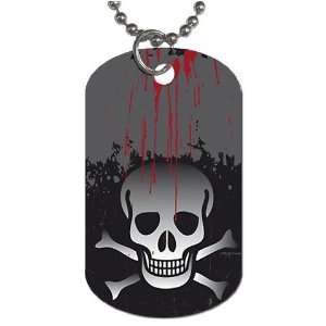 Skull Crossbones blood Dog Tag with 30 chain necklace Great Gift Idea