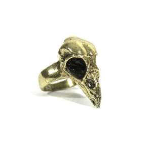 Bird Skull Cocktail Ring Size 4 Gold Gothic Raven Taxidermy Fashion 