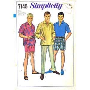  Simplicity 7145 Sewing Pattern Mens Shirt Pants Shorts 
