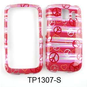 LG Vortex Transparent Design, Peace Signs and Hearts on Pink Hard Case 
