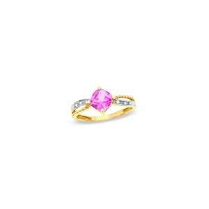 ZALES Cushion Cut Pink Topaz and Diamond Accent Ring in 10K Gold 6.0mm 