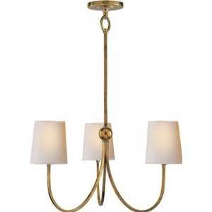 Small Reed Chandelier in Hand Rubbed Antique Brass with Natural Paper 