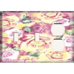  Two Switch/ One Duplex Receptacle Plate   Yellow / Pink 