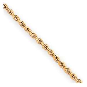 14k 2.0mm Supreme Value Rope Chain Bracelet   7 Inch   Lobster Claw 
