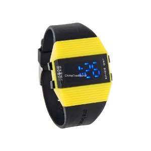  Water Resistant LED Men Boys Watch with Date Yellow 