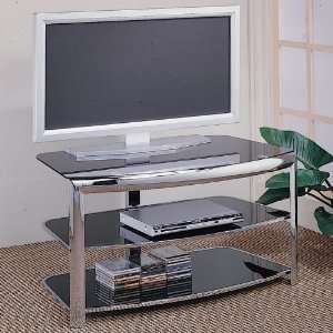 Chrome and Metal Glass TV Stand 