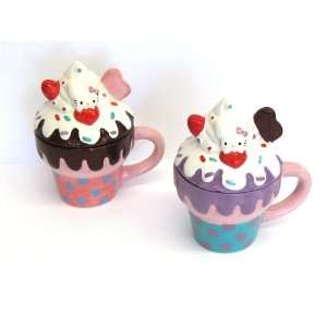   Kitty Design Coffee Cup with Lid Gift Set for 2: Kitchen & Dining