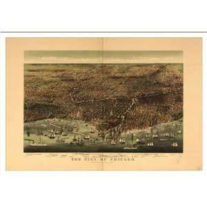 Historic Chicago, Illinois, c. 1892a) (L) Panoramic Map Poster Print 