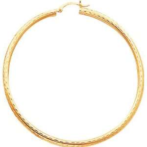    14K Gold Diamond Cut Round Hoop Earrings Jewelry New AG: Jewelry