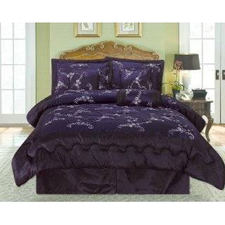 Sally Textiles Mary 7 Piece Queen Comforter Set, Purple
