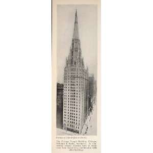 1928 Chicago Temple Building Skyscraper Holabird Roche   Original 