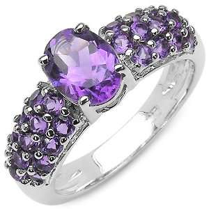  2.30 Carat Genuine Amethyst Sterling Silver Ring: Jewelry