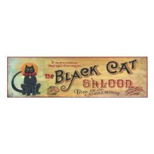   Black Cat Saloon Vintage Style Wooden Sign: Home & Kitchen