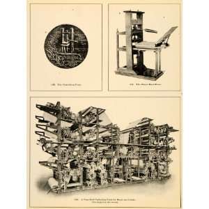 1908 Gutenberg Printing Press Blaew Hand Machine Print   Original 