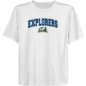  NCAA La Salle Explorers Youth Logo Arch T shirt   White 