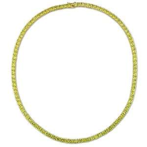   Sterling Silver, Yellow Cubic Zirconia Tennis Necklace, 17 Jewelry