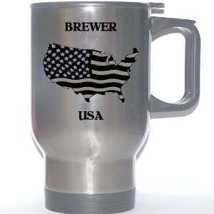  US Flag   Brewer, Maine (ME) Stainless Steel Mug 