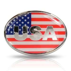  United States USA Flag Oval Shape Metal Car Emblem 