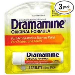  Dramamine Motion Sickness Relief 12 count (Pack of 3 