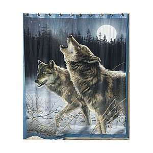  Wolves Vinyl Shower Curtain: Home & Kitchen